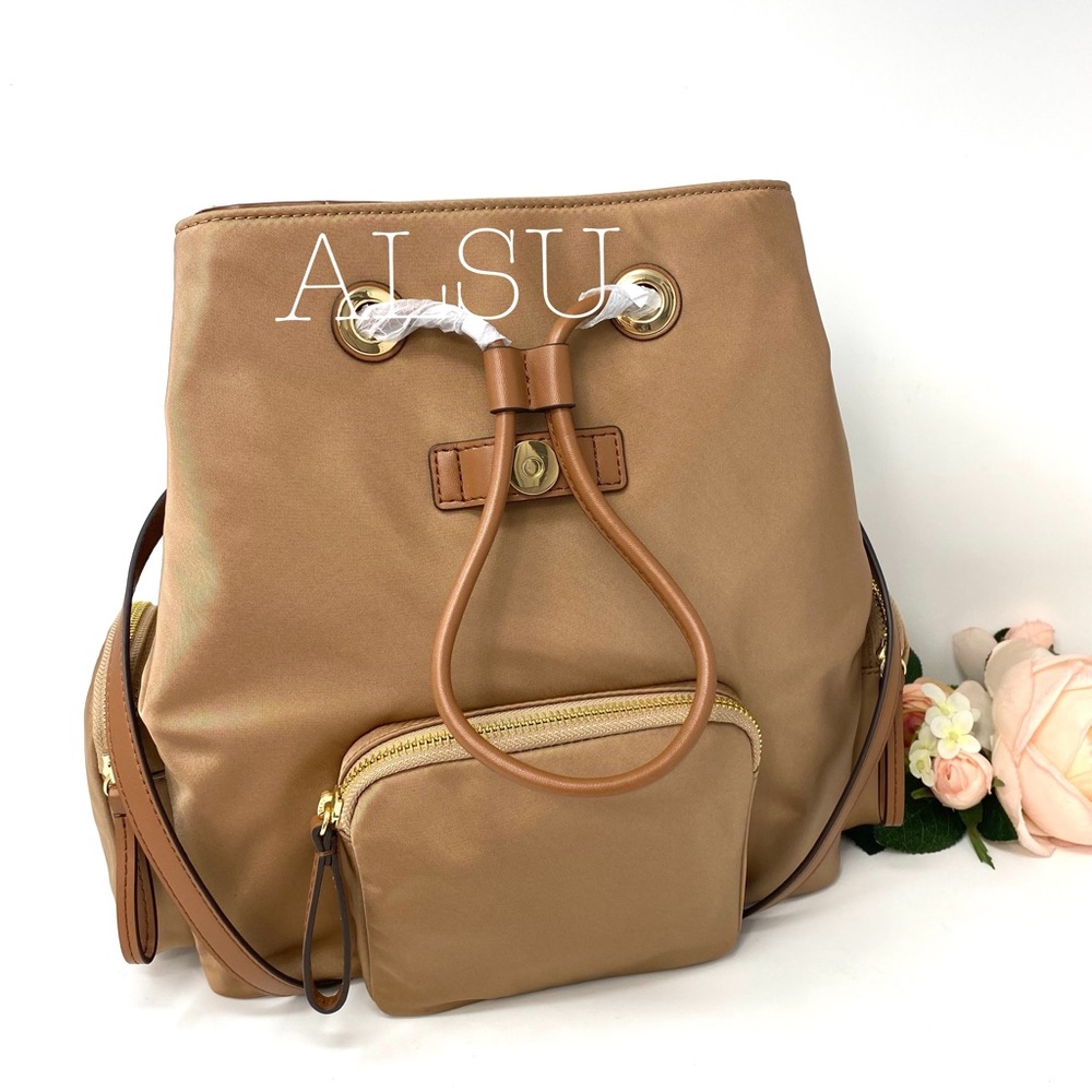Michael Kors Abbey Cargo Backpack DK Brown Khaki W - Picture 2 of 6